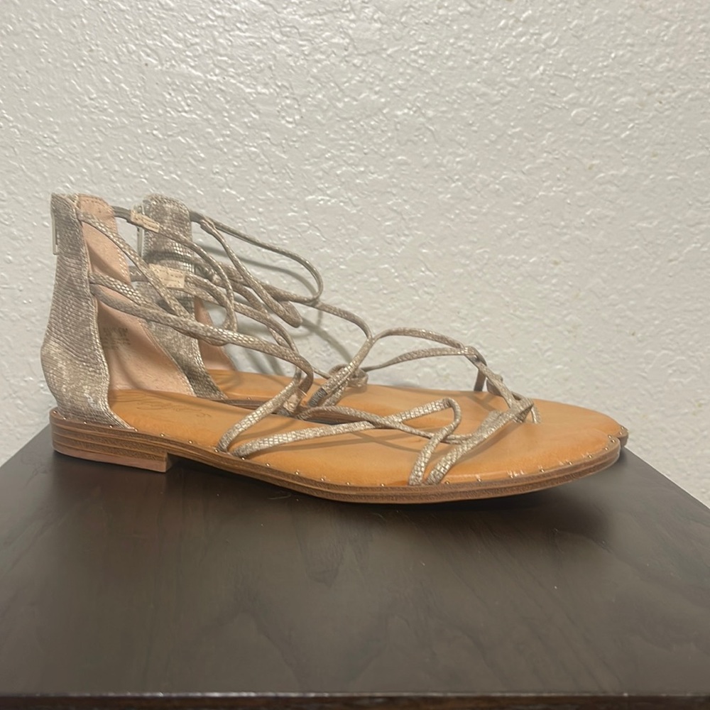 Fergie gold snakeskin sandals
